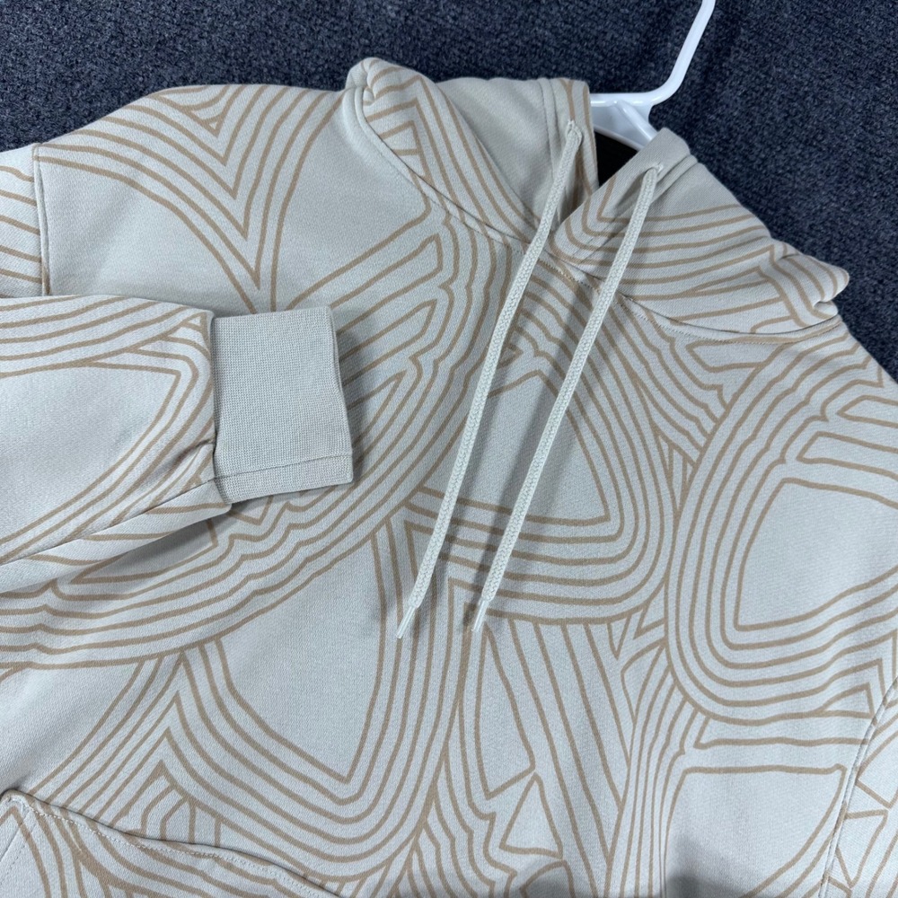 Adidas Hoodie Mens S Small Tan Originals Athletic Club Trefoil All Over Print